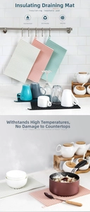 Silicone heat resistant mat showing draining design and high temperature protection usage
