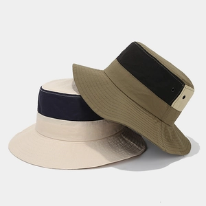 Waterproof quick-dry bucket hat with patchwork design for outdoor hiking and sun protection