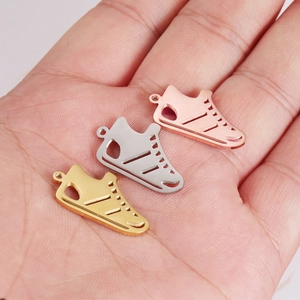 Mirror polished stainless steel sneaker shoe pendants in gold, silver and rose gold finishes