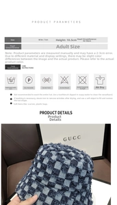 Blue and white checkerboard denim bucket hat with frayed edges and 7cm brim details