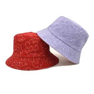 Chapeau Bob En Coton Avec Broderie De Fleurs Protection Solaire Voyage En Plein Air Bob Décontracté Femmes Hommes