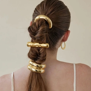 Élastiques Et Barrettes À Cheveux En Acier Inoxydable Texture Martelée Électrolytique Accessoires De Coiffure Femmes