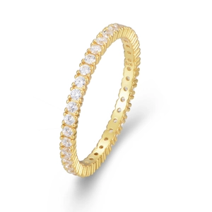 Elegant 925 sterling silver gold plated ring with micro-paved sparkling cubic zirconia