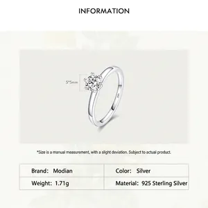 925 sterling silver ring featuring a 5x5mm cubic zirconia in a classic six-prong setting