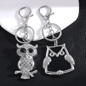 Süßer Eule Schlüsselanhänger Legierung Funkelnde Strass Tieranhänger Taschenanhänger Autozubehör Mode Schmuck Geschenk