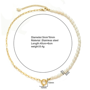 Collana retrò francese con perle d'acqua dolce naturali e acciaio inossidabile placcato 18k