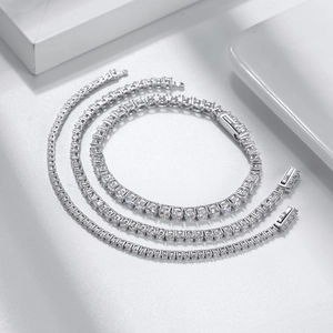 Elegant S925 sterling silver tennis bracelets featuring sparkling white zircons in three sizes
