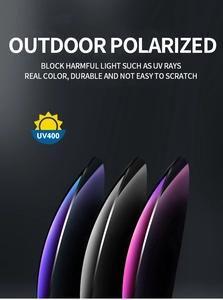 Vue détaillée des verres polarisés UV400 de rechange en finitions violet, bleu et noir