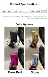 Detailed dimensions and product parameters for the fashion crossbody phone bag