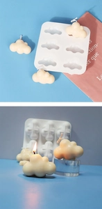 Détail du moule en silicone à 6 cavités en forme de nuage pour bougies et pâtisseries