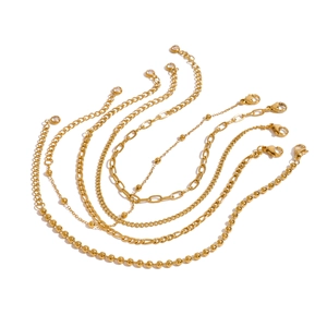 Ensemble de bracelets chaîne à billes dorées minimalistes avec strass étincelants pour femme