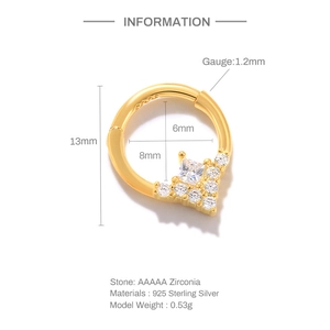 Detail van 925 sterling zilveren oorring met stervormige AAAAA zirkoonstenen