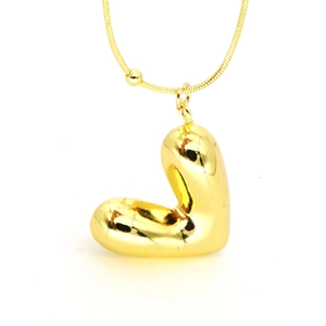Collar con colgante de letra V en 3D dorado pulido con cadena de serpiente y cuenta de oro