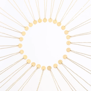 18K gold plated stainless steel pearl necklaces featuring A-Z initial letter pendants