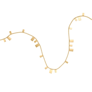 Elegant gold piano block sequin necklace with rectangular pendants and a ball chain