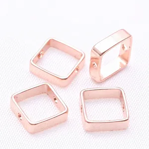 Square 14K gold filled bead frames with double holes for DIY jewelry making accessories