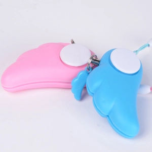 Pink and blue angel wing personal self-defense alarms with LED button and lanyards
