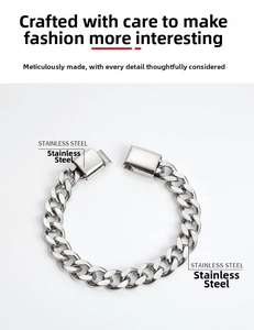 Detailed view of stainless steel Cuban link bracelet with a secure metal box clasp