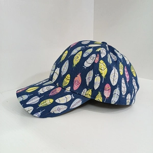 Navy blue baseball cap with colorful feather embroidery for outdoor sun protection