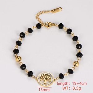 Detail of life tree bracelet showing 15mm pendant and adjustable 19+4cm length info