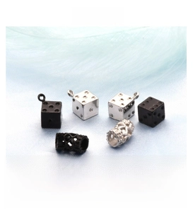 Zinc alloy dice pendants and hollow patterned beads for DIY jewelry making and necklaces