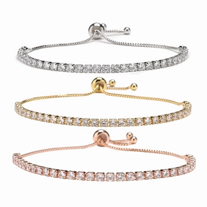 3mm round-cut cubic zirconia tennis bracelets in silver, gold, and rose gold finishes