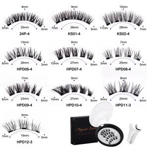 3D Magnetic Eyelashes set with various size specifications and a mirrored storage case