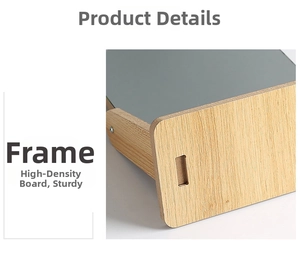 Detail of wooden desktop mirror frame made of durable high-density fiberboard material