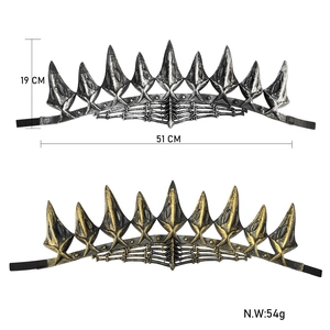 Gothic spiked crown headpiece in vintage silver and bronze for cosplay party costumes
