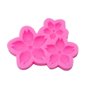 Pink cherry blossom silicone mold for fondant cake decoration and chocolate sculpting
