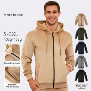 Men Zip Up Hoodie Waffle Knit Long Sleeve Sweatshirt With Pockets Drawstring Casual Solid Jacket