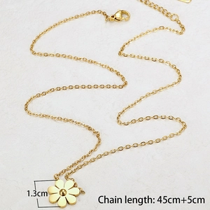 Minimalist golden sunflower pendant necklace with 45cm chain length and 1.3cm charm