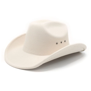 Chapeau de cowboy crème respirant avec œillets métalliques et large bord pour le soleil