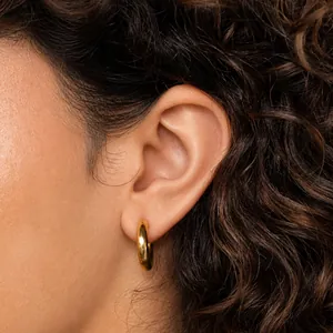 Stainless Steel Hoop Earrings For Women Gold Silver Plated Minimalist Geometric Circle Earrings Polished Jewelry Gift
