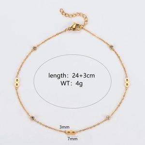 Infinity Symbol 304 Stainless Steel Anklet With Rhinestones Gold Plated Minimalist Foot Jewelry For Women