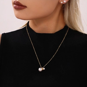 Necklace And Earrings Jewelry With Stainless Steel Zircon Shell Artificial Pearl Constellation Symbol Light Luxury Style For Women