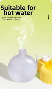Macro shot of heat-resistant plastic portable pet water bottle container with safety steam