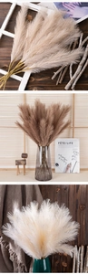 Three-color faux pampas grass in beige, brown, and cream for minimalist home decor style