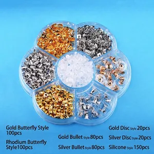 Detailed view of 550pcs earring back set in a petal-shaped clear organizer box