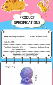 Specifications of the creative recording microphone toy keychain pendant in purple finish