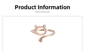 Macro detail of cat-shaped 925 silver adjustable ring base in rose gold finish