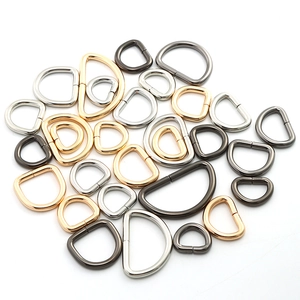 Polished metal D-rings for bags and clothes in gold, silver, and black finish