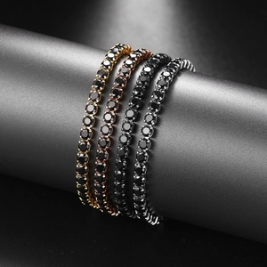 Hip hop tennis bracelets with black zircon in gold, rose gold, silver and black finishes