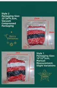 Vue détaillée de vêtements de Noël rayés emballés sous vide en deux tailles