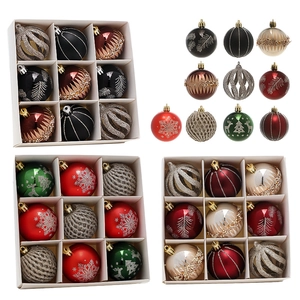 Set of 6cm decorative Christmas balls in assorted colors and festive glitter patterns