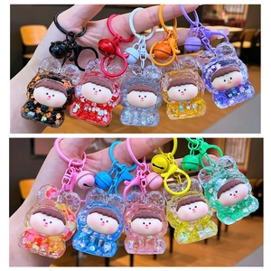 Porte-clés lapin à sable mouvant brillant avec paillettes et clochette assortie