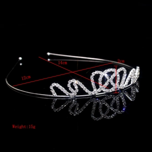 Detailed dimensions of bridal tiara headband with weight 15g and 14cm width size