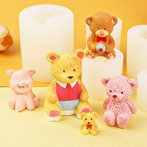 Stampo In Silicone Orso Seduto 3D Forme Animali Cartoni Animati Per Decorazione Torte Cioccolato DIY Candela Aromaterapia Resina