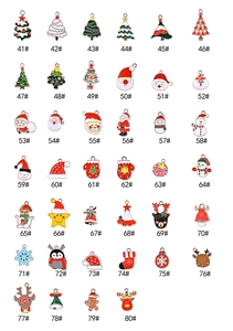 Collection of 40 varied Christmas alloy enamel charms including Santa, elk, and snowflakes