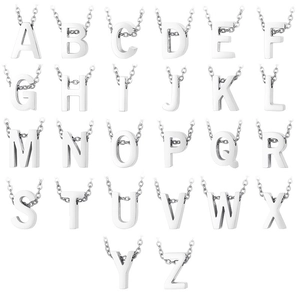 Initial Letter Pendant Necklace Stainless Steel Silver Color Minimalist Fashion Jewelry For Women Alphabet Name Charms